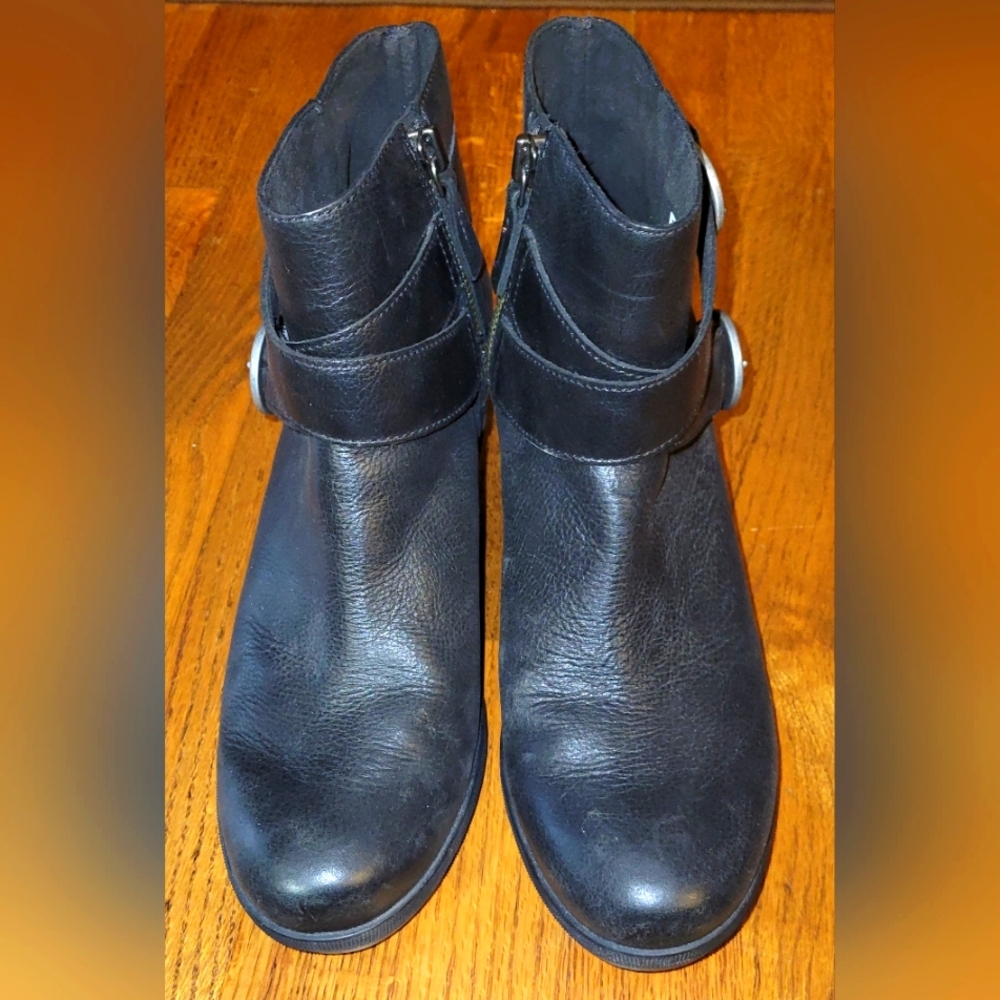 Sorel Joan Of Arctic Wedge II Buckle Black Leather Ankle Boots Size 11